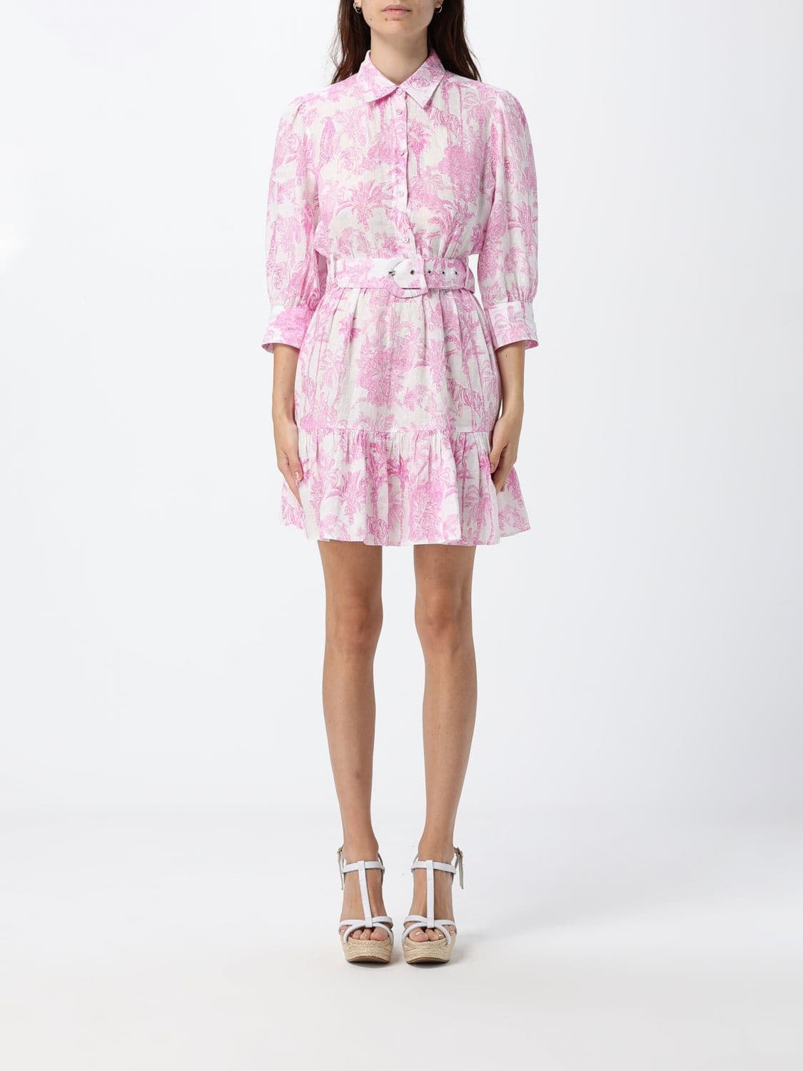 Mc2 Saint Barth Tropical Print Cotton Chemisier Mini Dress