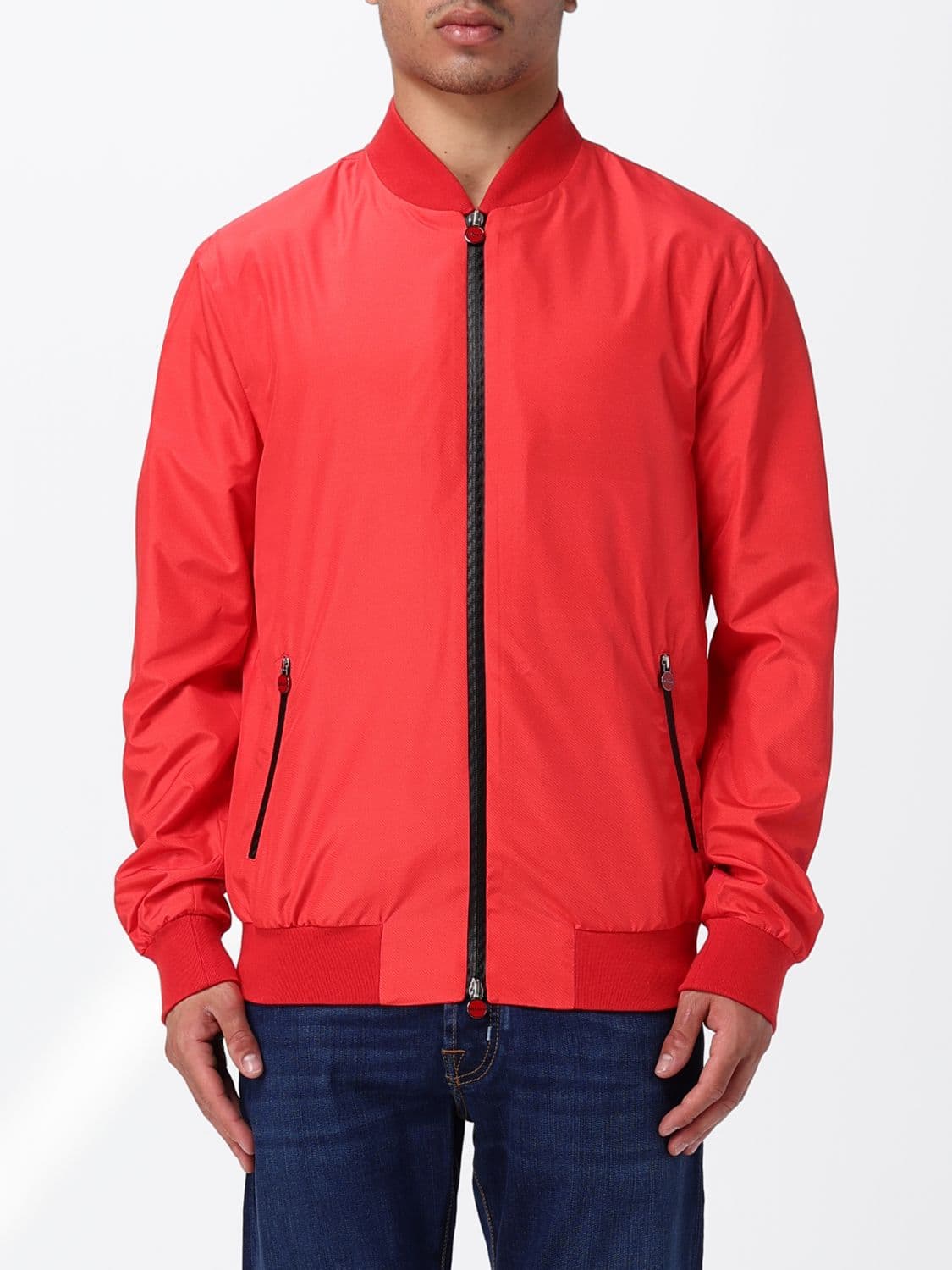Kiton Stretch Technical Fabric Bomber Jacket with Zip Closure