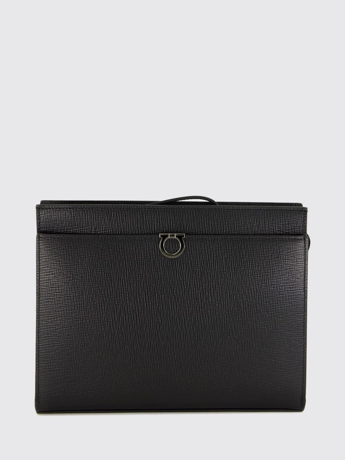 Ferragamo Calfskin Document Holder with Gancini Logo and Wrist Strap