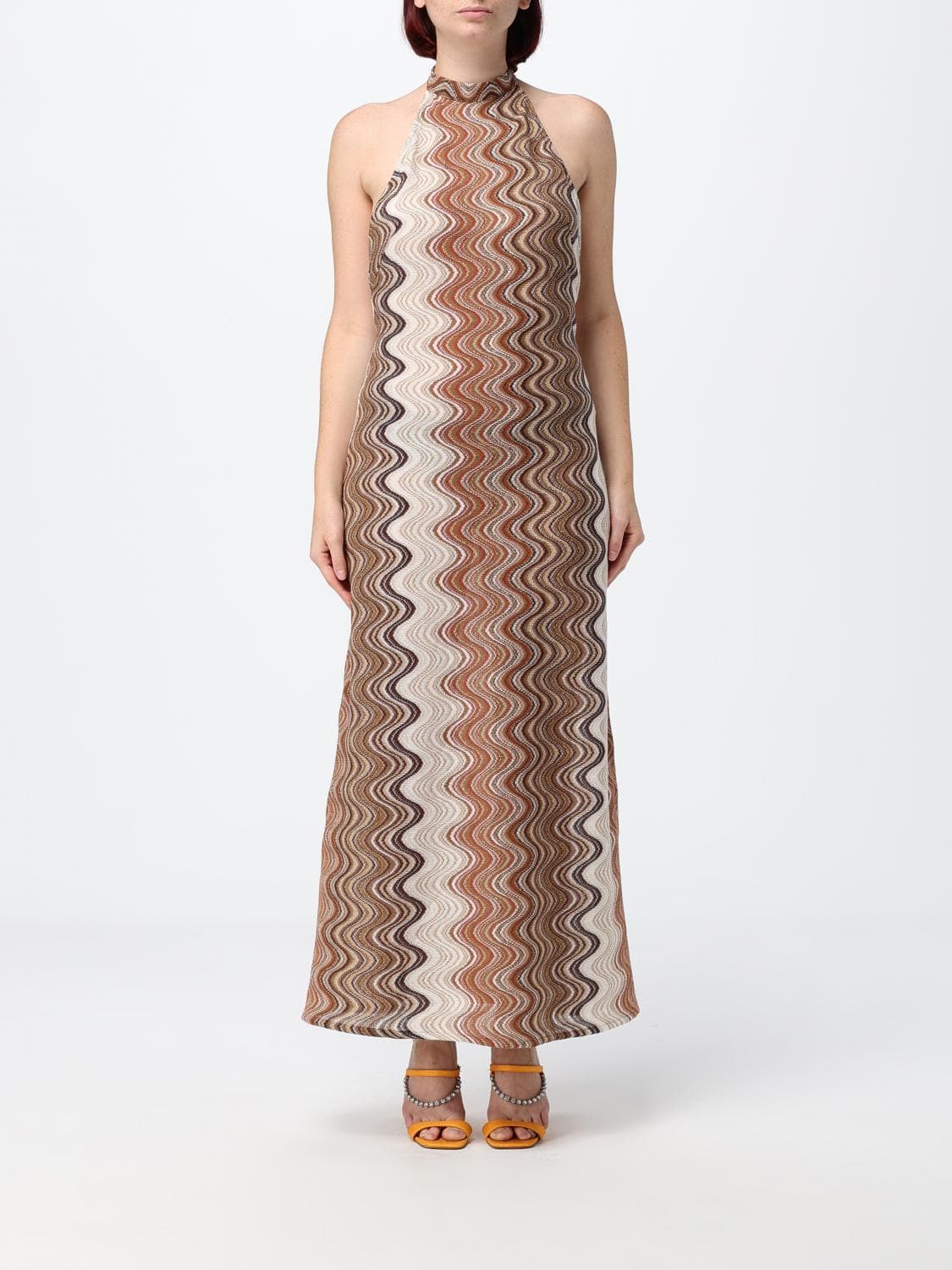 Mc2 Saint Barth Wave Print Halterneck Jersey Maxi Dress