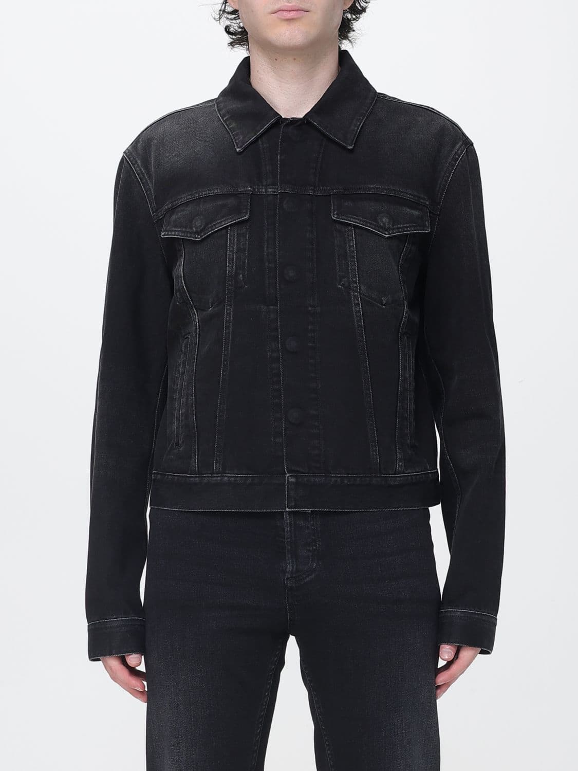 Gucci Cotton Denim Jacket with French Collar and Patch Pockets