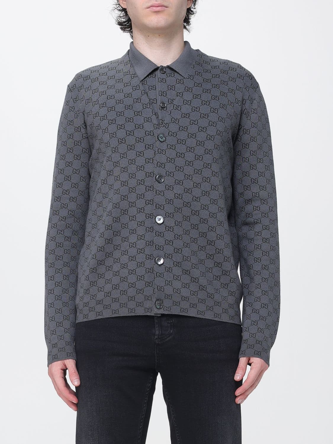 Gucci GG Jacquard Wool-Blend V-Neck Cardigan