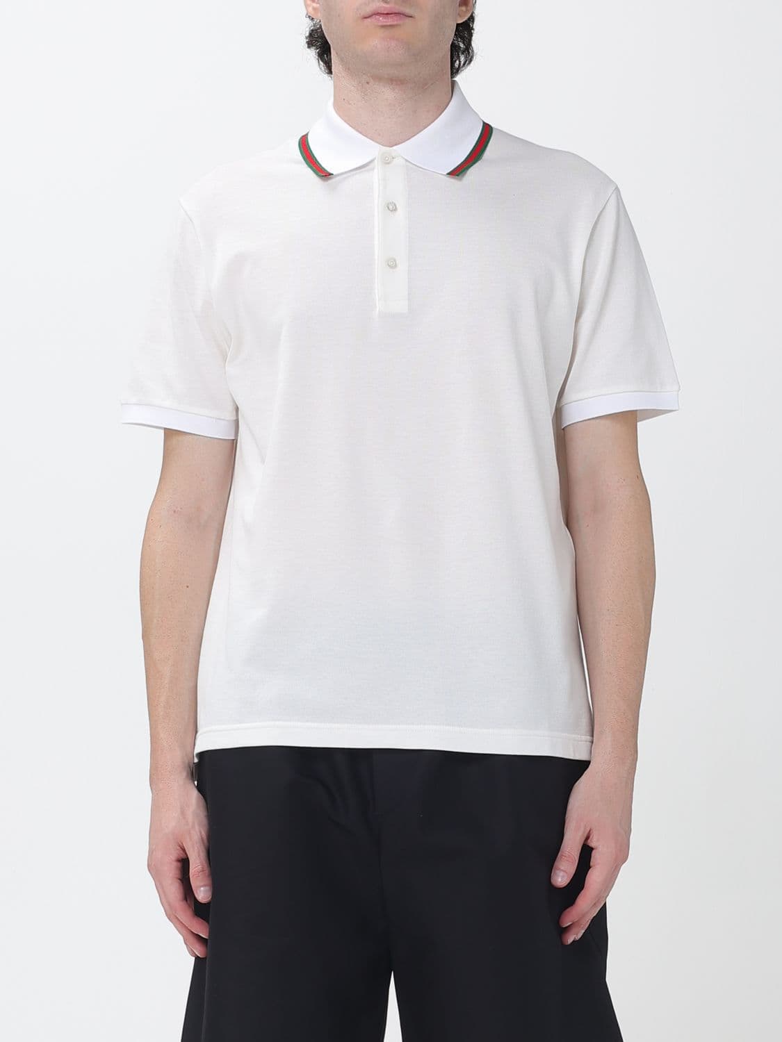 Gucci Short-Sleeved Cotton Polo with Web Detail and Contrast Trim