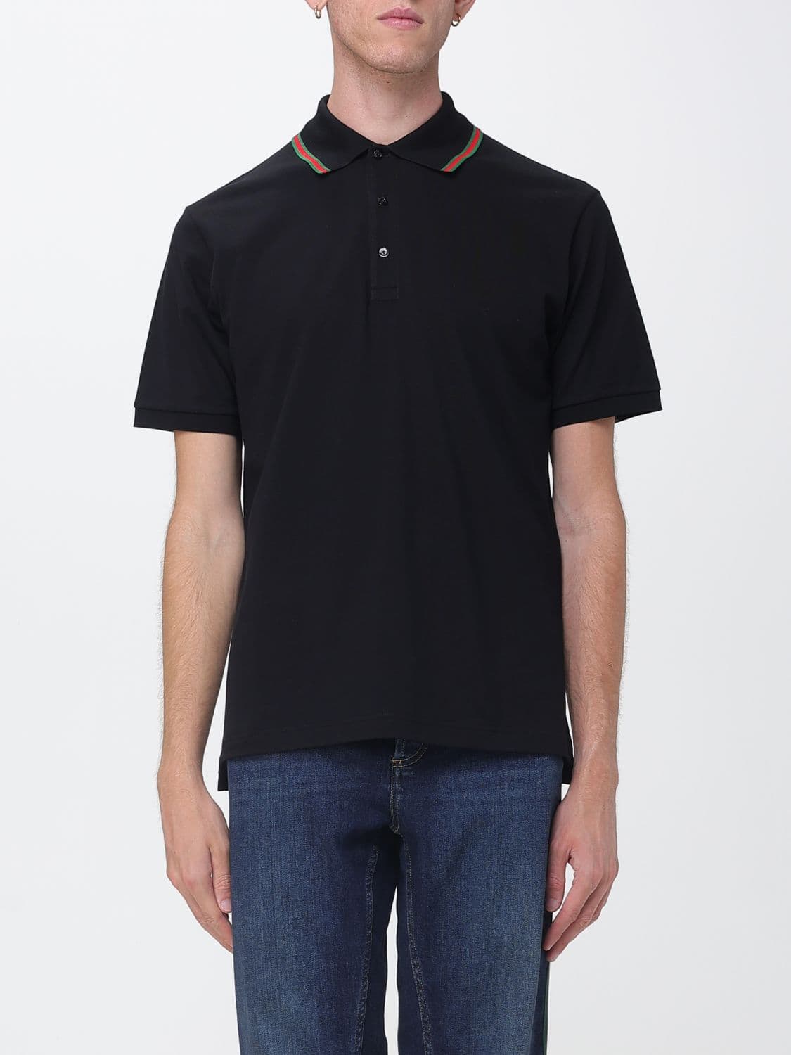Gucci Short-Sleeved Cotton Polo with Web Detail and Contrast Trim