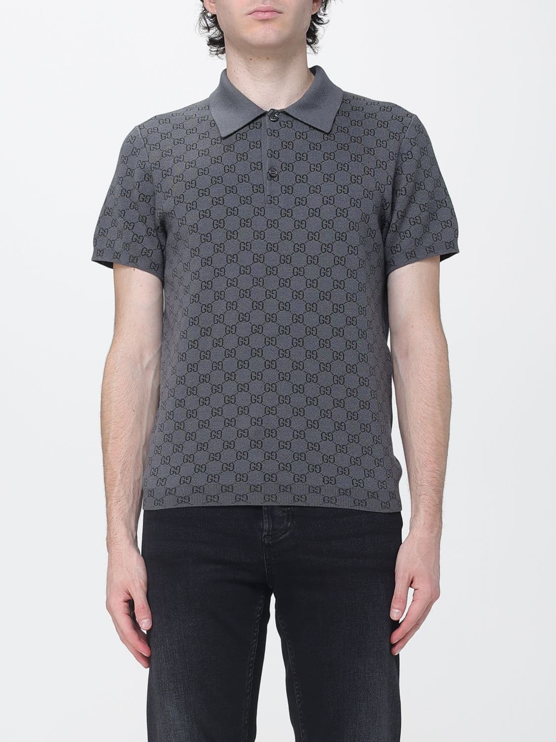 Gucci GG Jacquard Wool and Silk-Blend Knit Polo