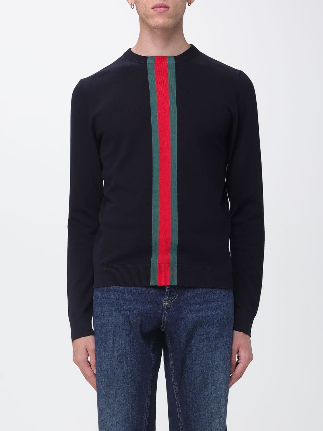 Gucci Striped Cotton Crew-Neck Jumper with Web Detail