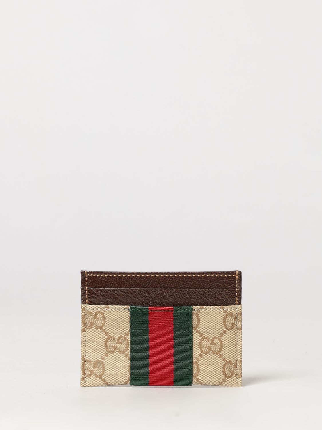 Gucci Card Holder in GG Supreme Canvas with Web Stripe Detail