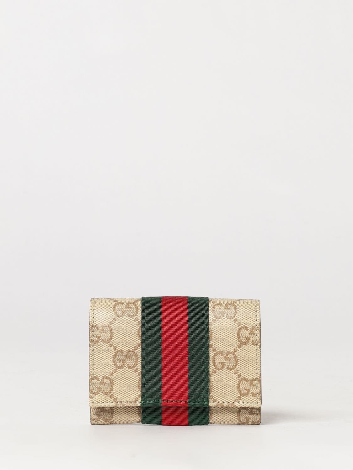 Gucci Bifold Wallet in GG Supreme Canvas with Web Stripe and Flap · OS