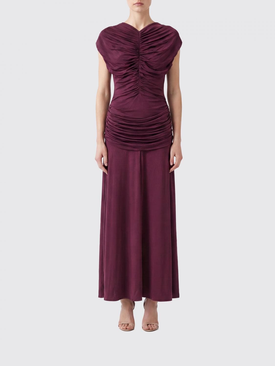 Self-Portrait Draped V-Neck Jersey Maxi Dress