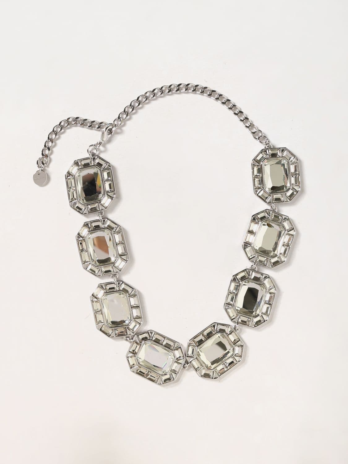 Self-Portrait Square Crystal-Embellished Brass Choker Necklace