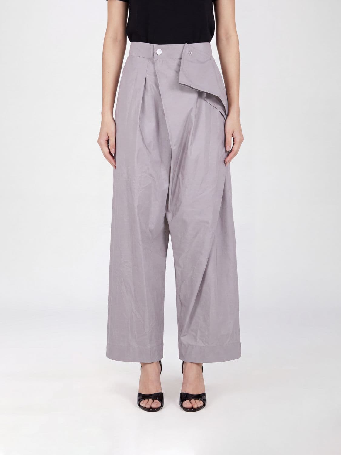Issey Miyake Akimbo High-Waisted Wide-Leg Trousers with Asymmetric Design · 1