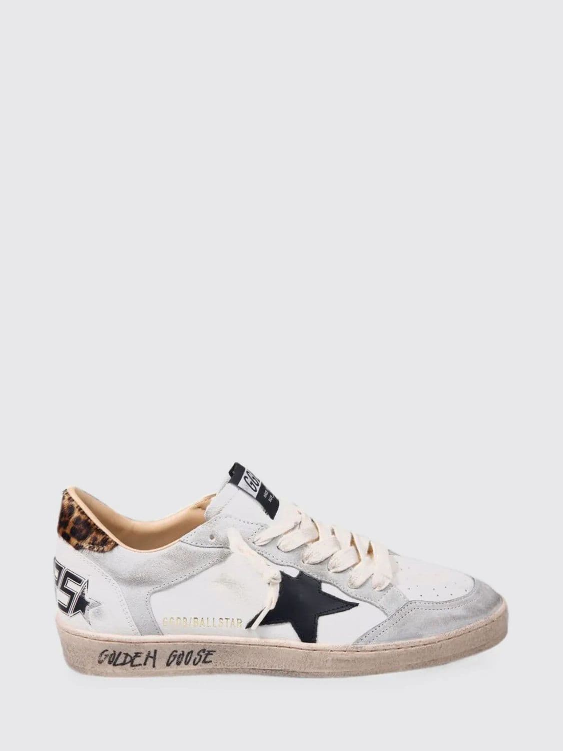 Golden Goose Ball Star Low-Top Trainers in Leather and Pony Hair with Distressed Effect