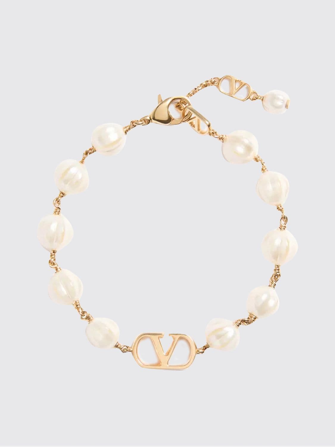 Valentino Garavani VLogo Signature Adjustable Bracelet with Pearls and Crystals