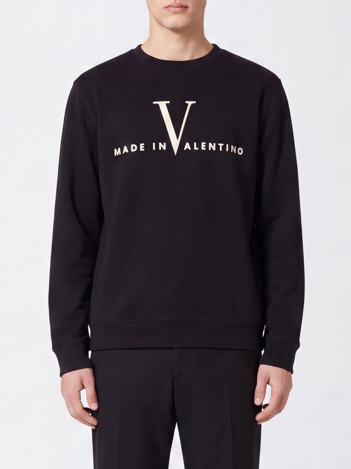 Valentino Garavani Crewneck Cotton Sweatshirt with Contrast Logo