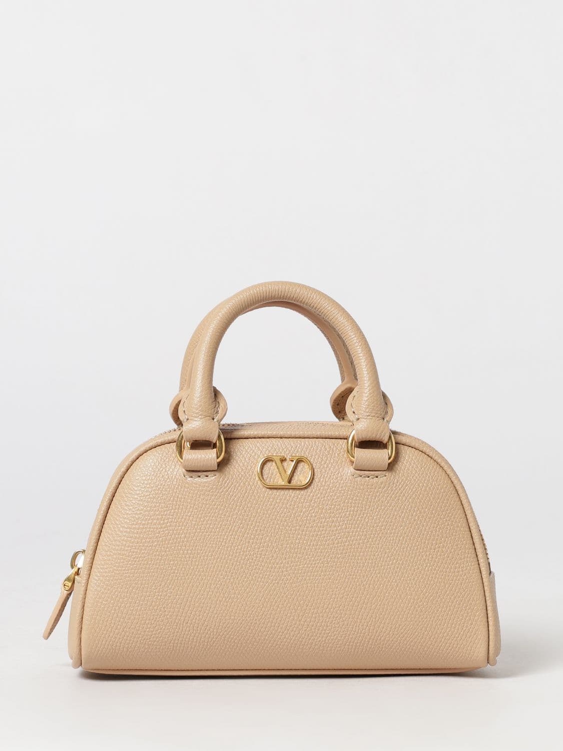 Valentino Garavani VLogo Signature Mini Bowling Bag in Grained Leather