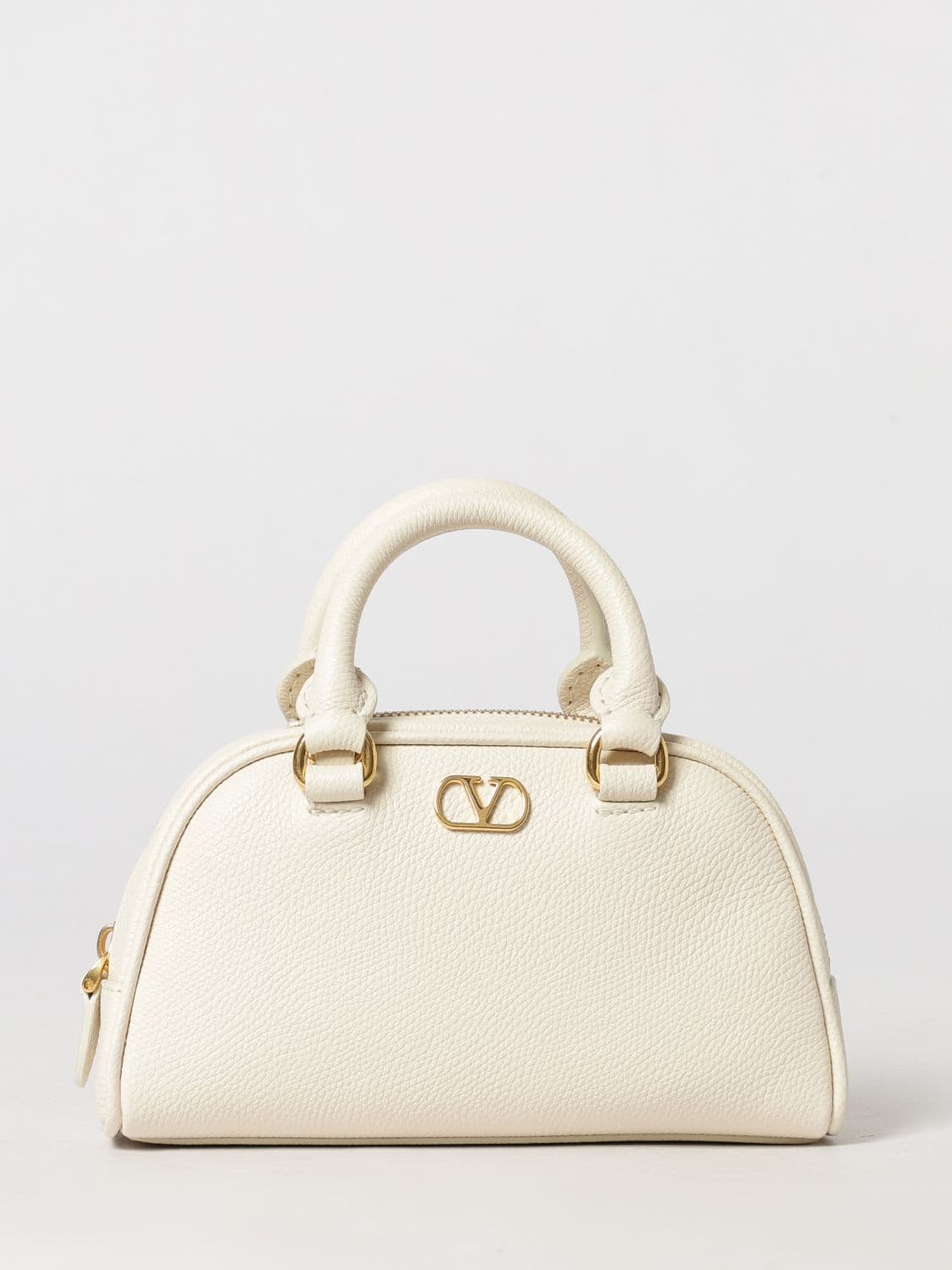 Valentino Garavani VLogo Signature Mini Bowling Bag in Grained Leather