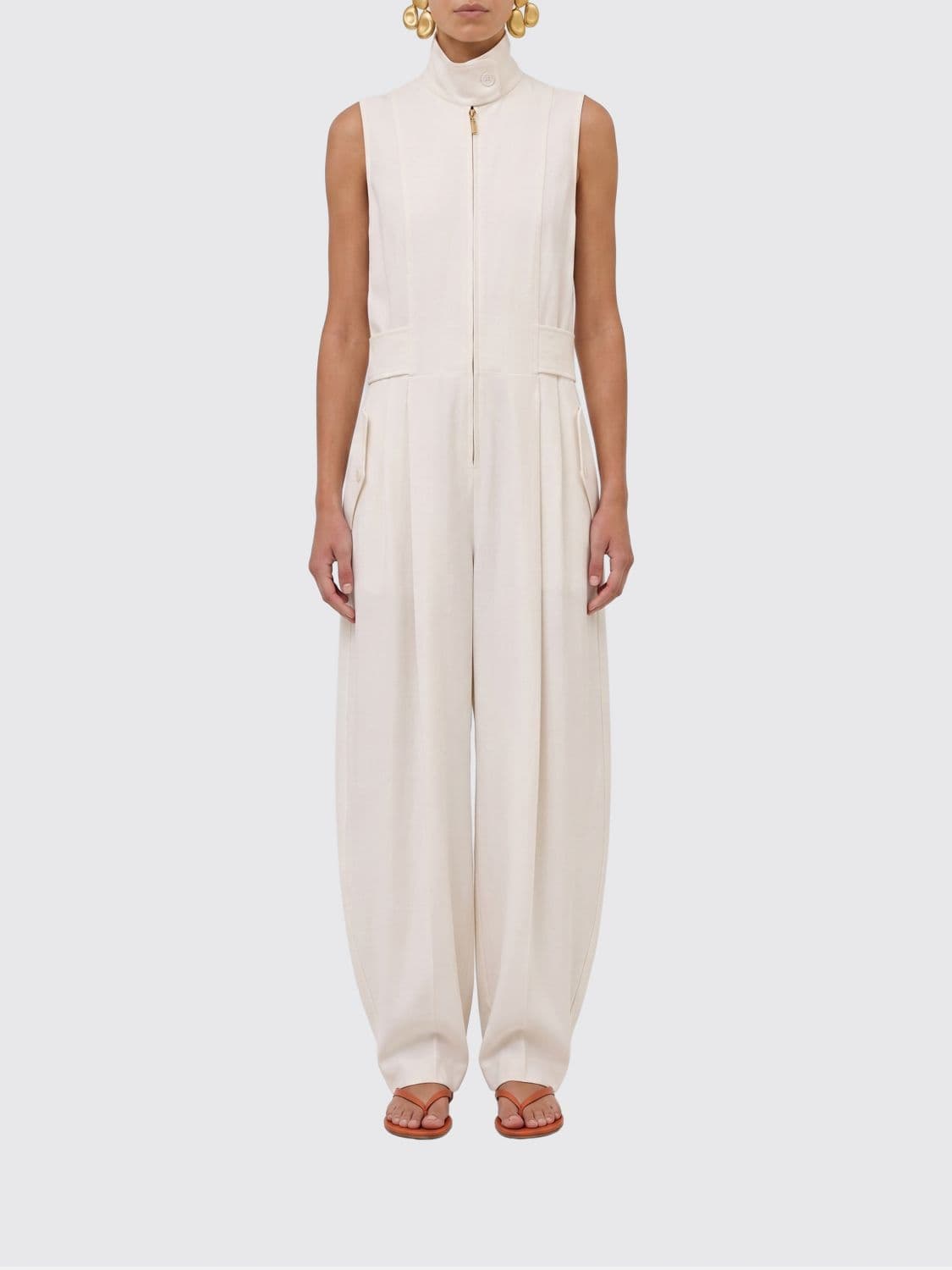 Zimmermann Luna Sleeveless High-Neck Viscose Jumpsuit