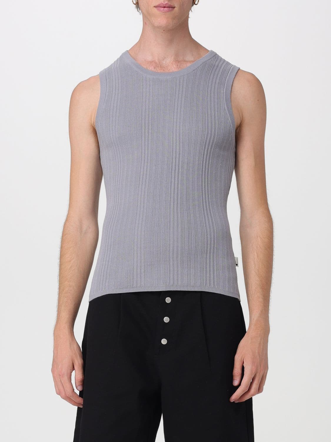 Carrer Ribbed Cotton Vest with Crew Neckline
