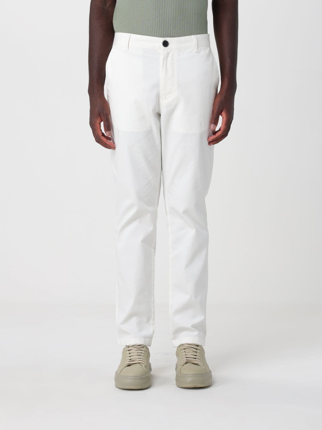 Armani Exchange Stretch Cotton Chino Trousers with Zip and Button Closure