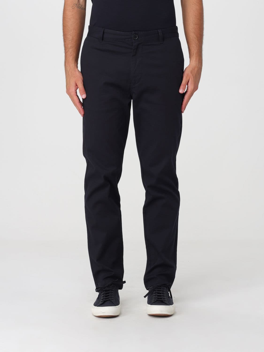 Armani Exchange Stretch Cotton Chino Trousers with Zip and Button Closure