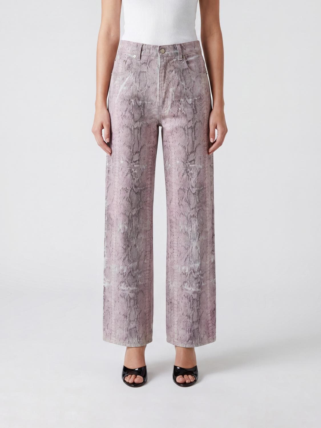Haikure Winona Mid-Rise Python-Print Wide-Leg Jeans