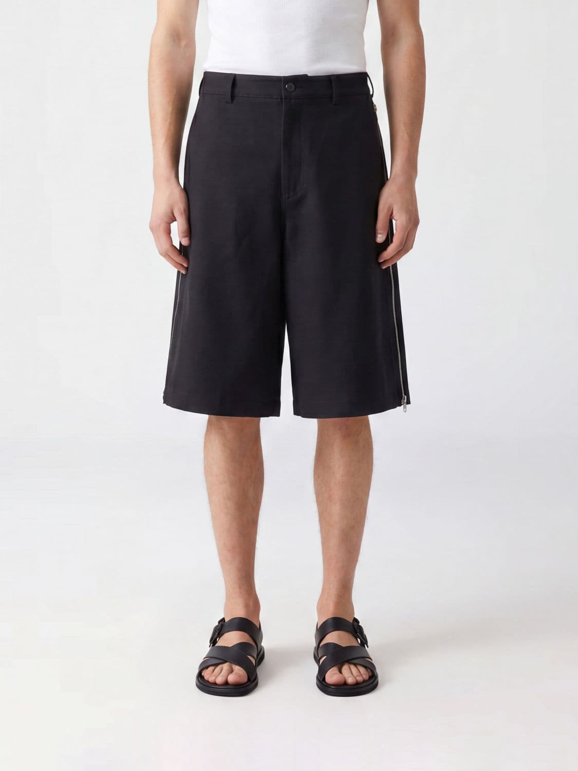 Comme Des Garçons Shirt Knee-Length Polyester Crêpe Chino Shorts