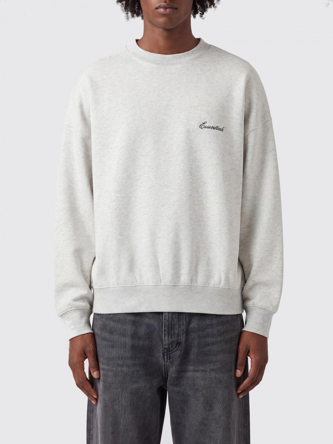 Fear Of God Crewneck Jumper in Cotton-Blend with Embroidered Logo and Dropped Shoulders
