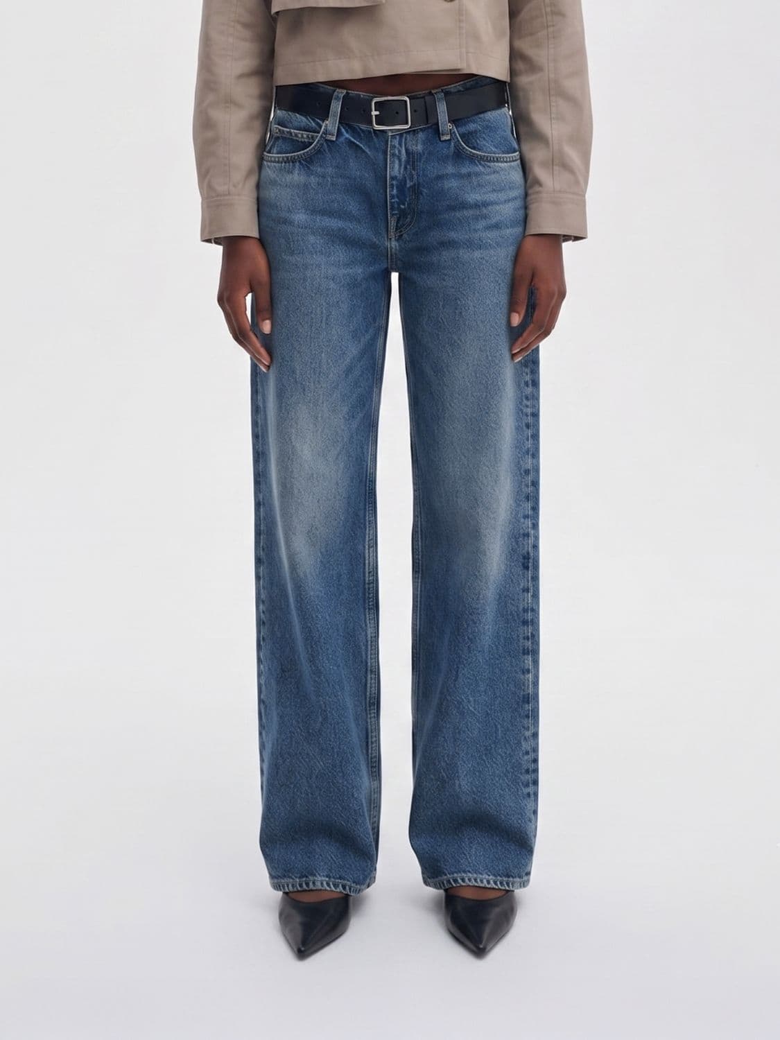 Rag & bone Mid-Rise Wide Leg Jeans in Cotton Denim