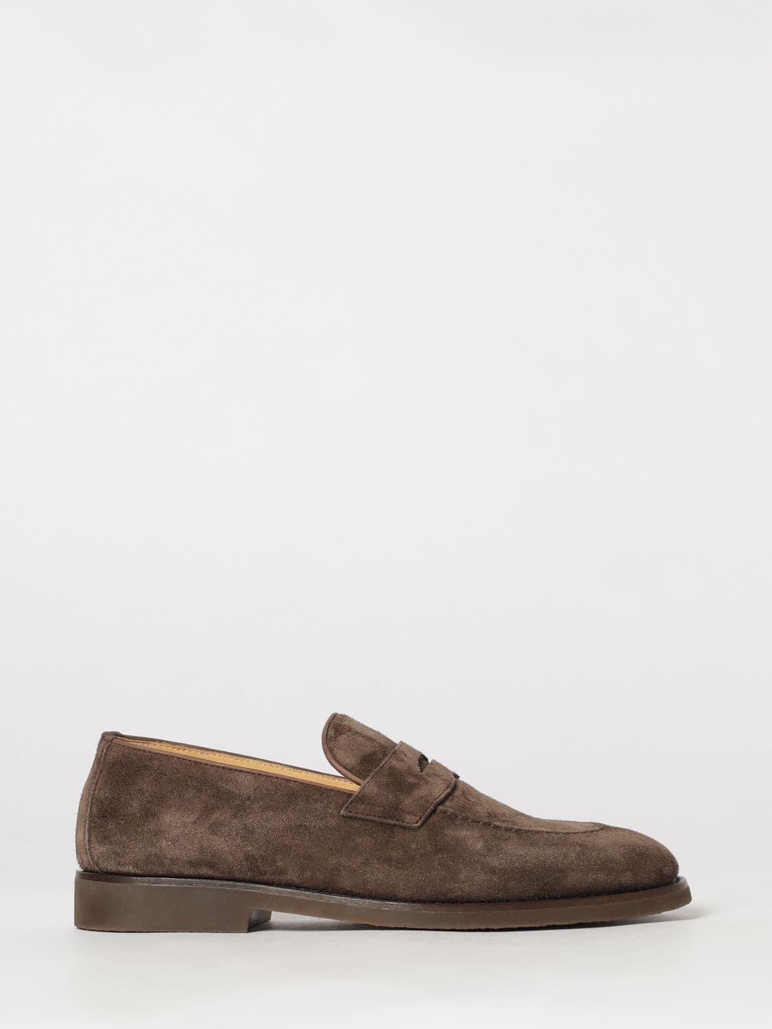Brunello Cucinelli Classic Suede Loafers with Penny Bar and Rubber Sole