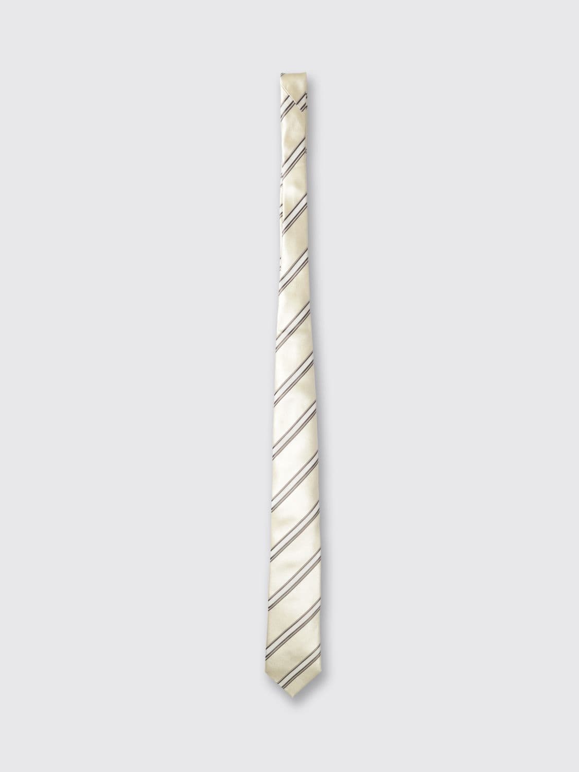 Brunello Cucinelli Classic Tie in Pure Silk with a Bicolour Striped Pattern