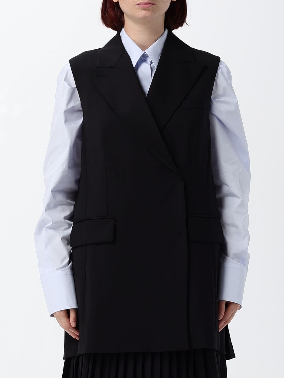 Sportmax Double-Breasted Tailored Virgin Wool Waistcoat