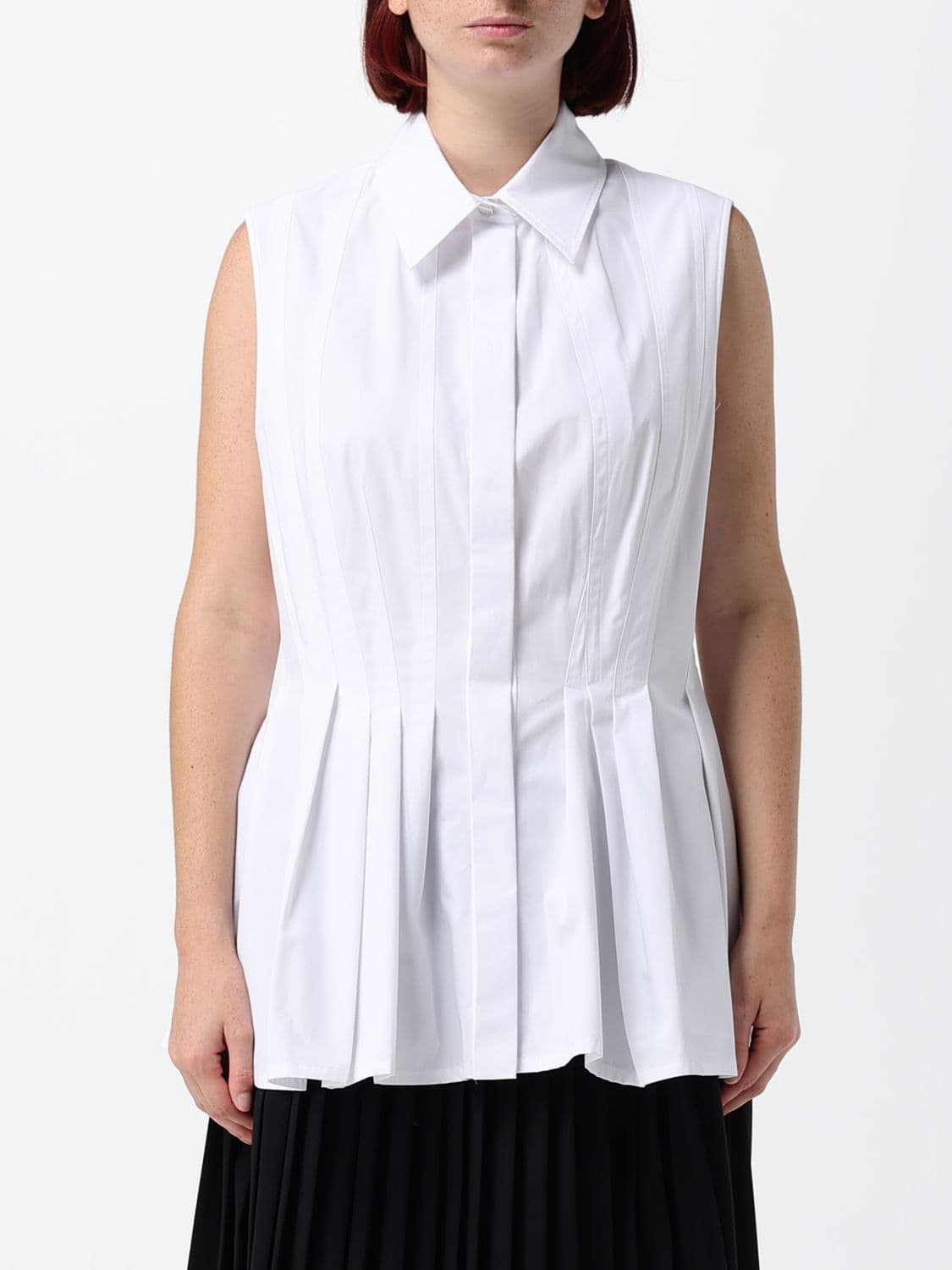 Sportmax Sleeveless Pleated Cotton Shirt