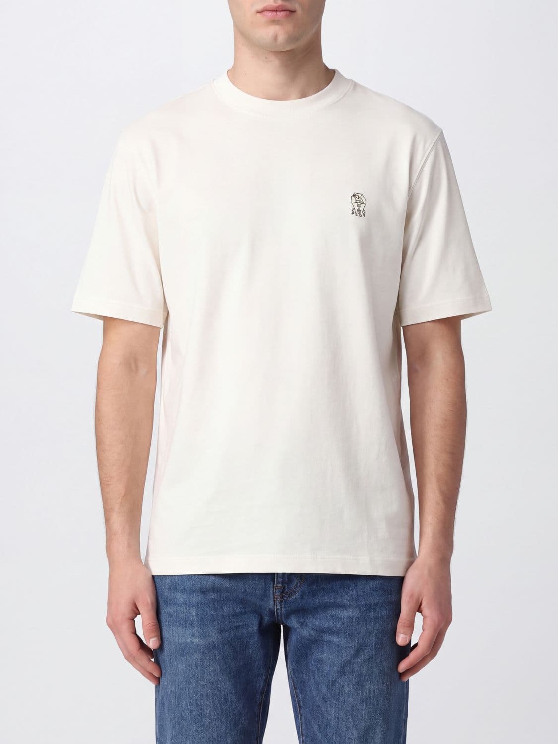 Brunello Cucinelli Cotton Crew-Neck T-Shirt with Contrast Logo