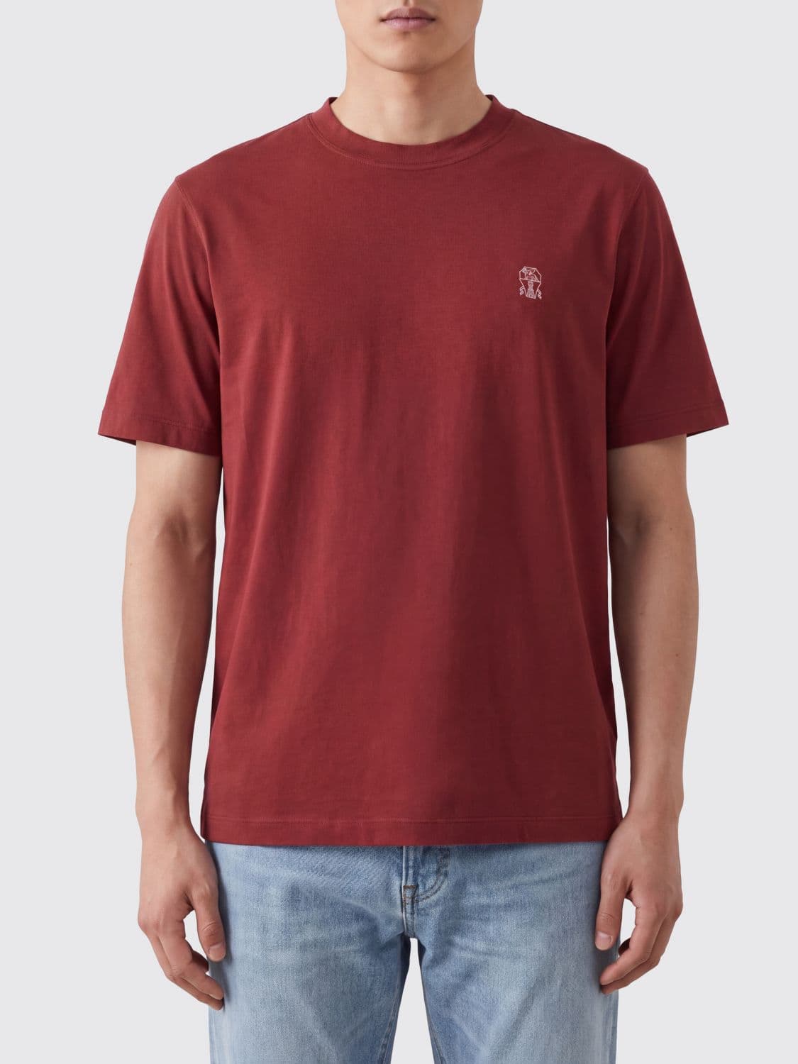 Brunello Cucinelli Cotton Crew-Neck T-Shirt with Contrast Logo