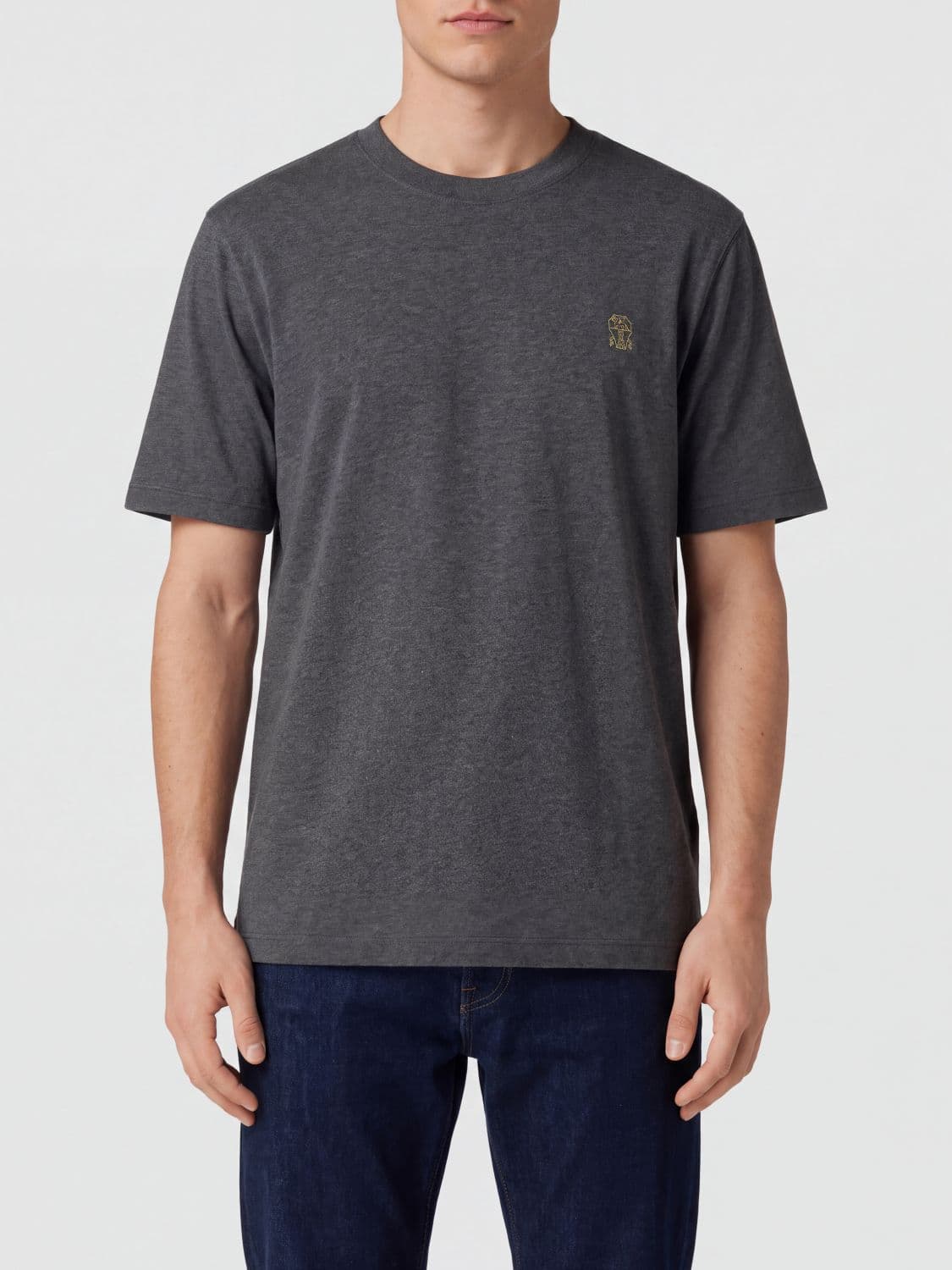 Brunello Cucinelli Cotton Crew-Neck T-Shirt with Contrast Logo · S