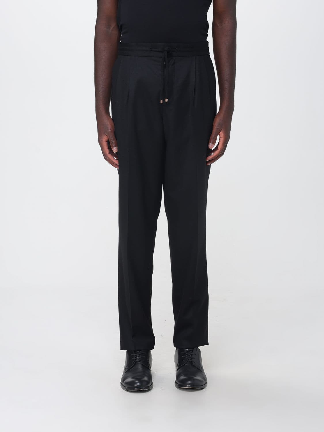 Brunello Cucinelli Straight-Leg Wool Trousers with Drawstring Waist