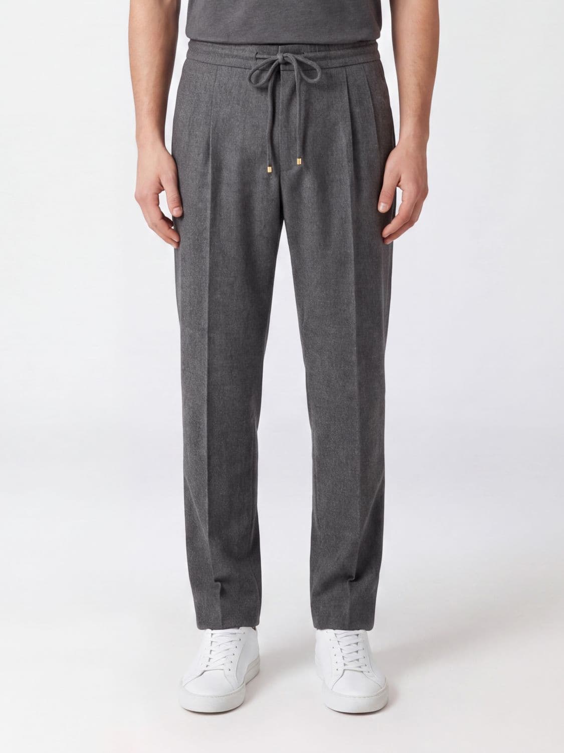 Brunello Cucinelli Straight-Leg Wool Trousers with Drawstring Waist