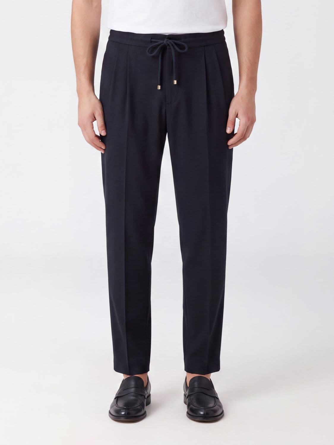 Brunello Cucinelli Straight-Leg Wool Trousers with Drawstring Waist