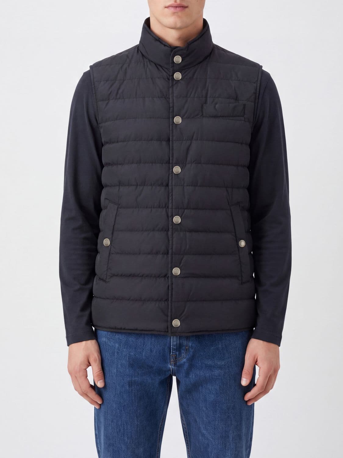 Brunello Cucinelli Water-Repellent Nylon Padded Gilet with High Neck