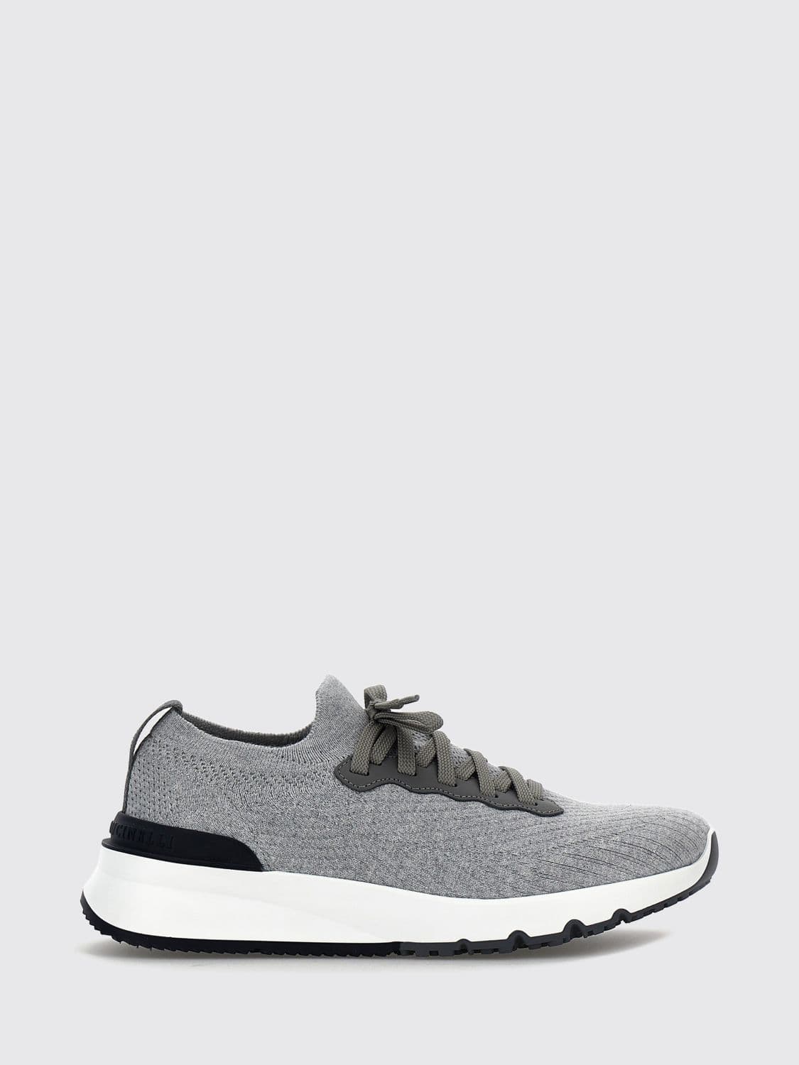 Brunello Cucinelli Knit Low-Top Sneakers in Cotton Blend with Elasticated Ankle