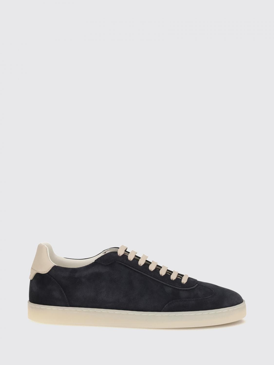 Brunello Cucinelli Low-Top Suede Calfskin Trainers with Laminated Logo · 45