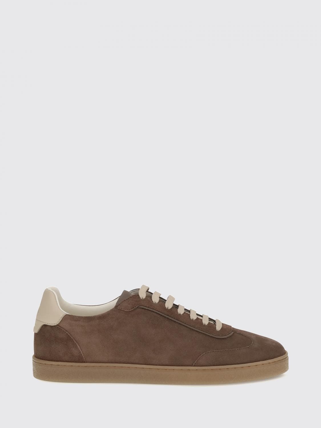 Brunello Cucinelli Low-Top Suede Calfskin Trainers with Laminated Logo