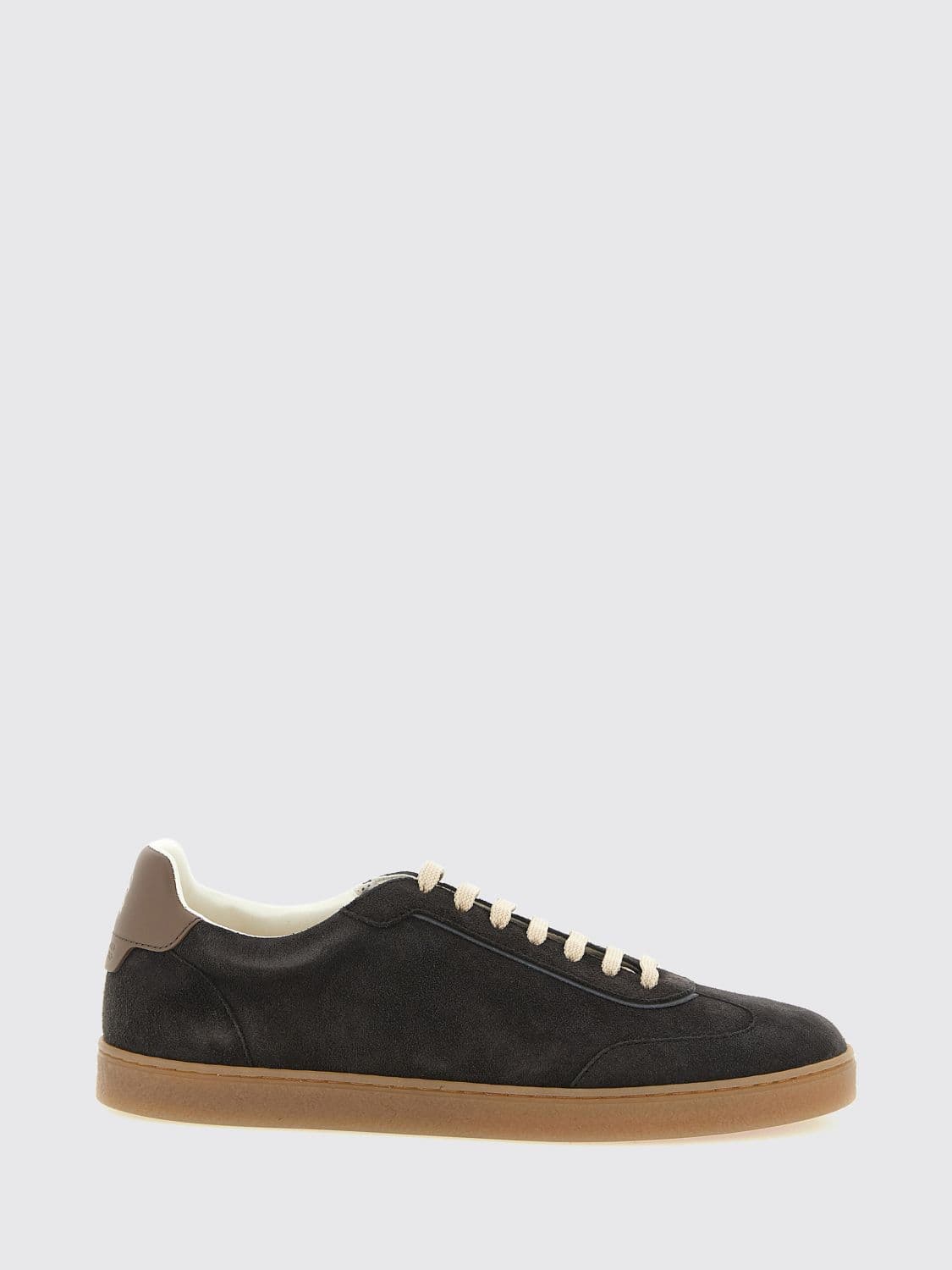 Brunello Cucinelli Low-Top Suede Calfskin Trainers with Laminated Logo