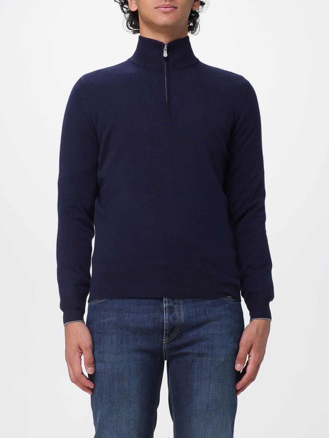 Brunello Cucinelli Slim Fit Half-Zip Cashmere Turtleneck Jumper