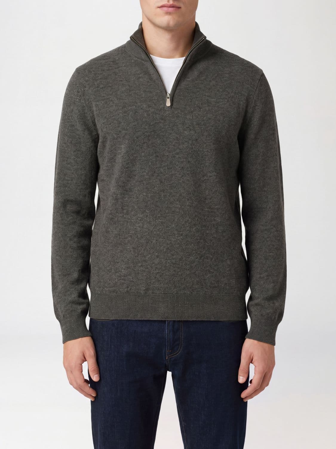 Brunello Cucinelli Slim Fit Half-Zip Cashmere Turtleneck Jumper