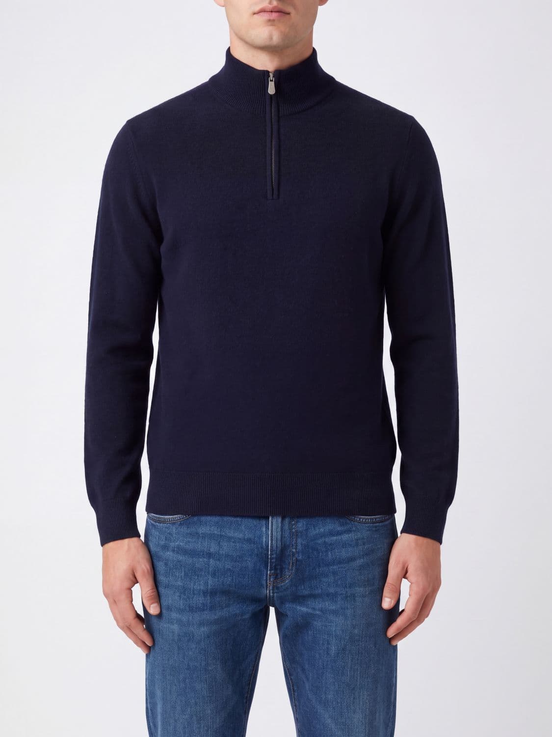 Brunello Cucinelli Slim Fit Half-Zip Cashmere Turtleneck Jumper