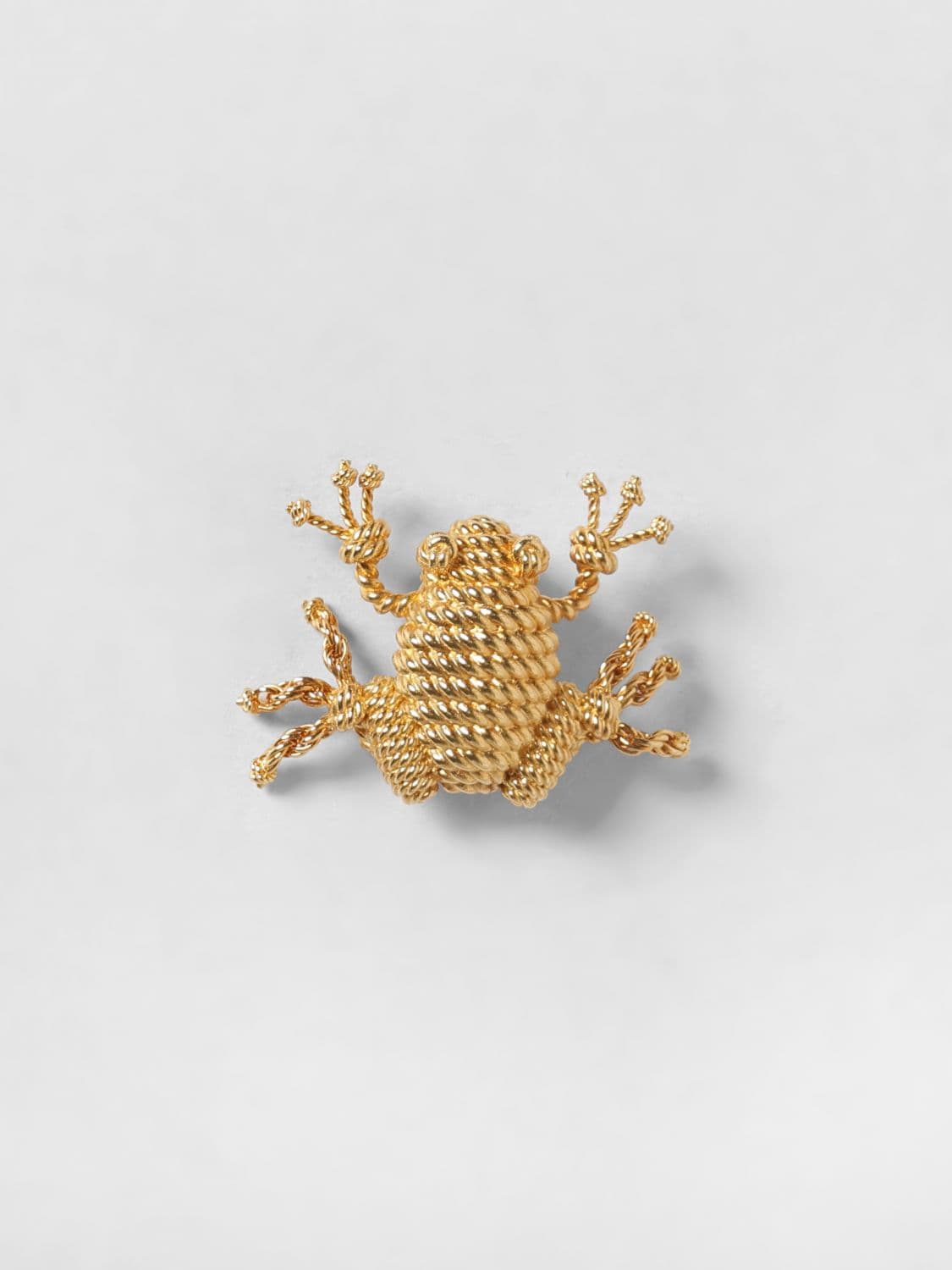 Loewe Rana Gold-Coloured Brass Brooch with Engraved Logo