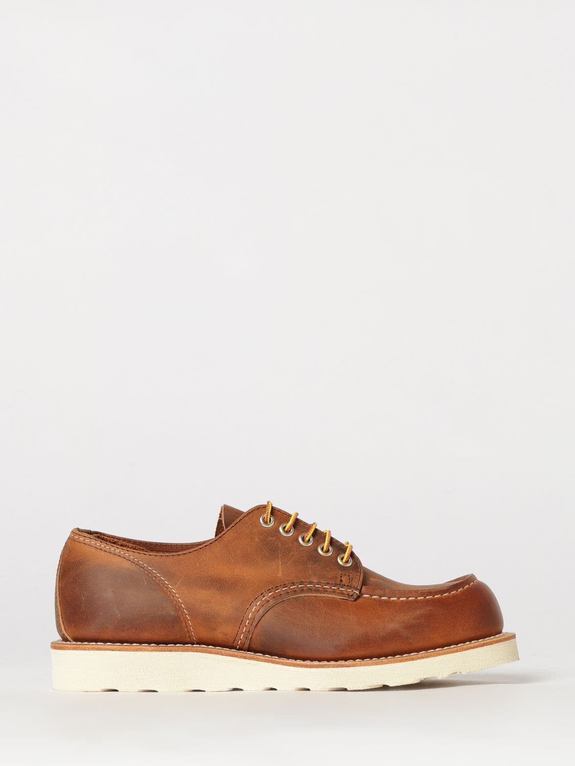 Red Wing Moc Toe Derby Shoes in Worn-Effect Waxed Leather