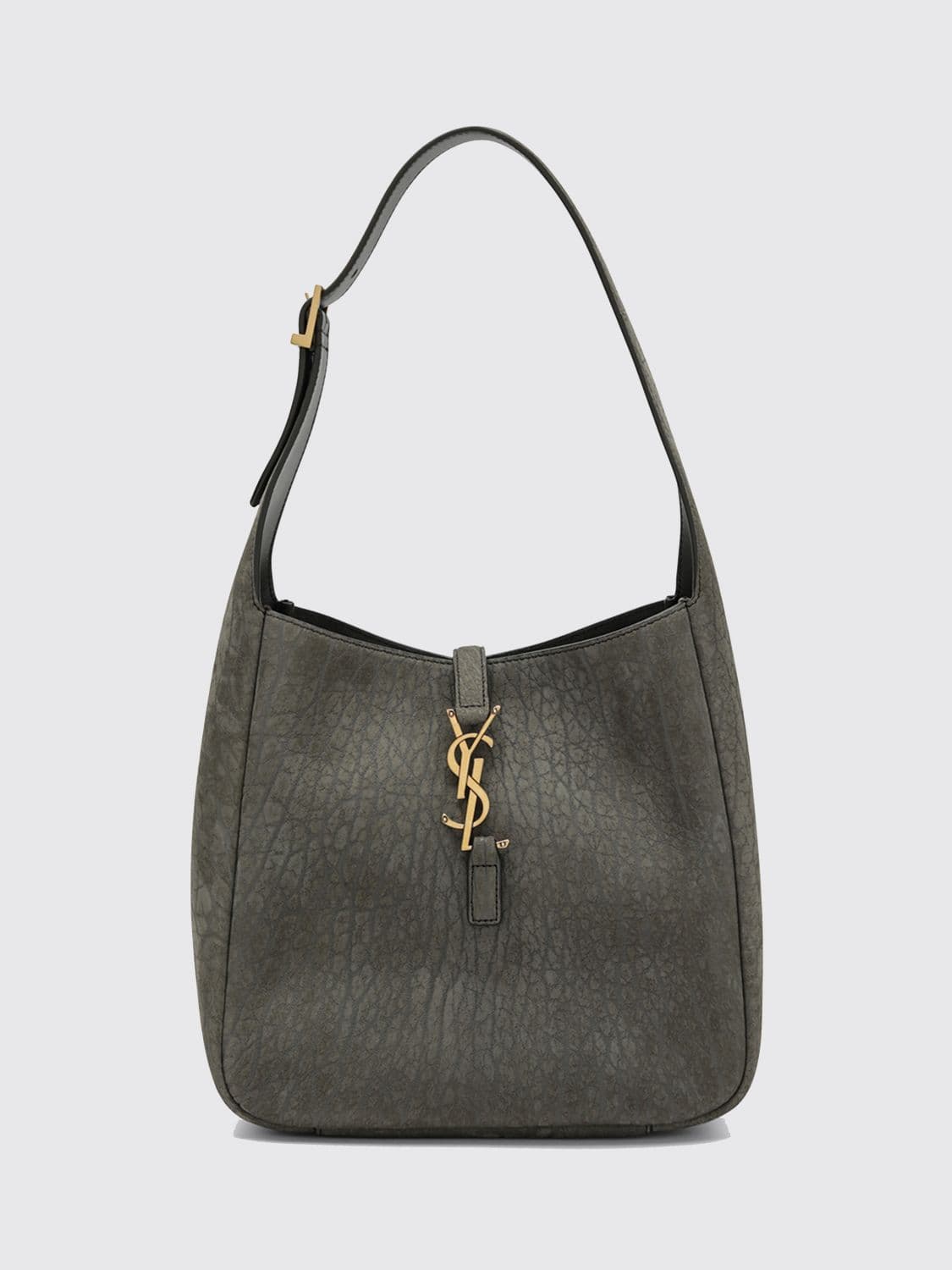 Saint Laurent Le 5 à 7 Hammered Leather Shoulder Bag with YSL Monogram