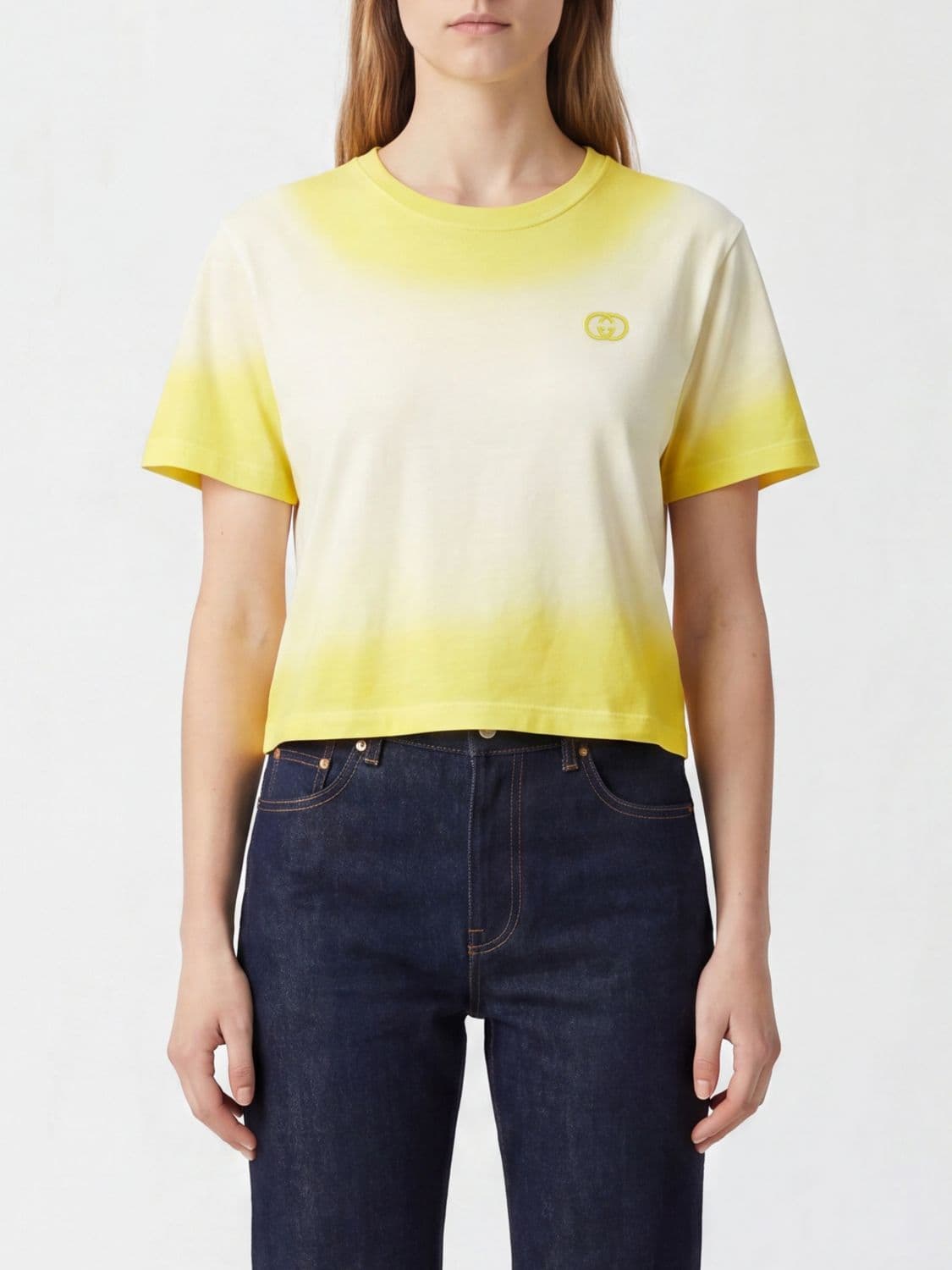 Gucci Tie-Dye Cotton T-Shirt with GG Monogram Pattern · M